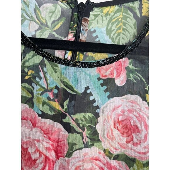 MAC DUGGAL FLORAL ILLUSION FLUTTER SLEEVE MIDI DRESS Size 16 NEW 9149 - Picture 7 of 8